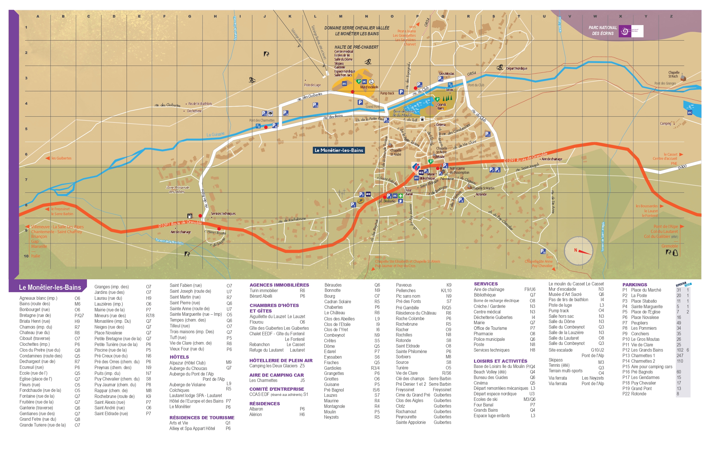 Plan du village du Monetier les bains